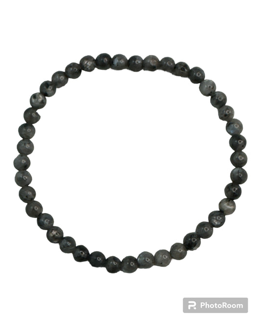 4mm round Black Labradorite bracelet