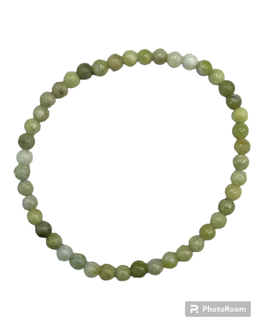 4mm round Green Jade bracelet