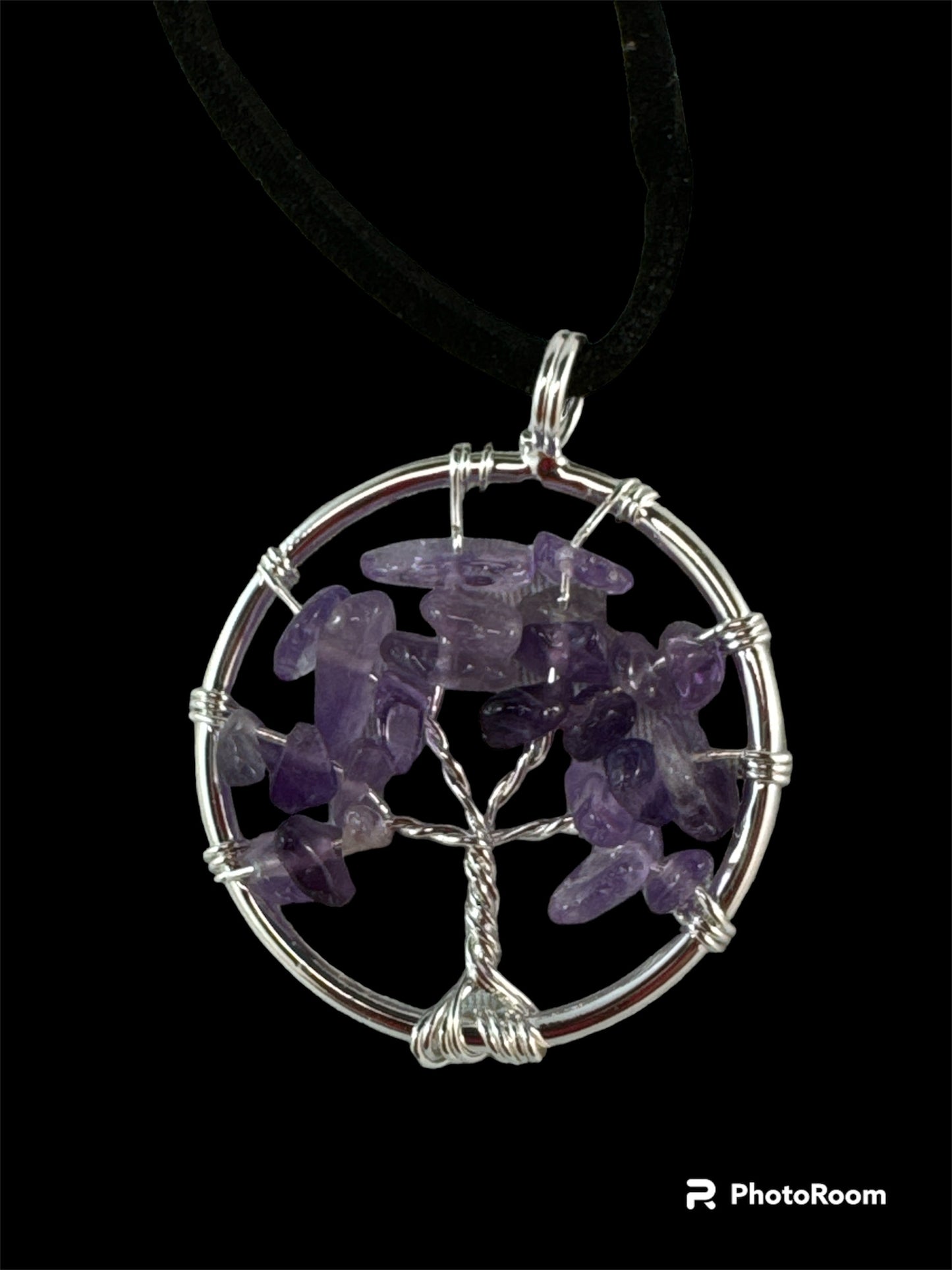 Amethyst Crystal pendant (Tree of Life)
