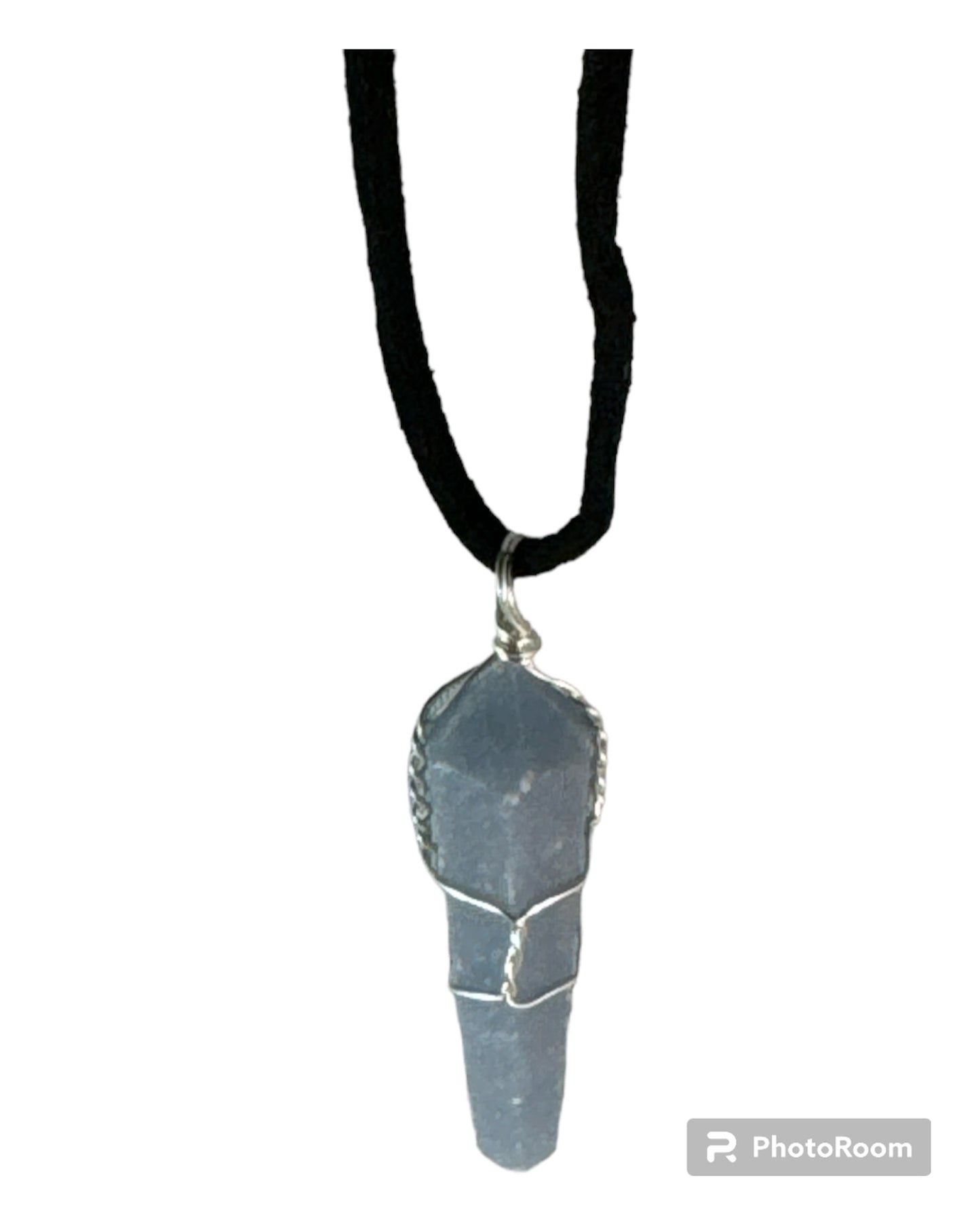 Angelite pendant (double terminated vertical drop)