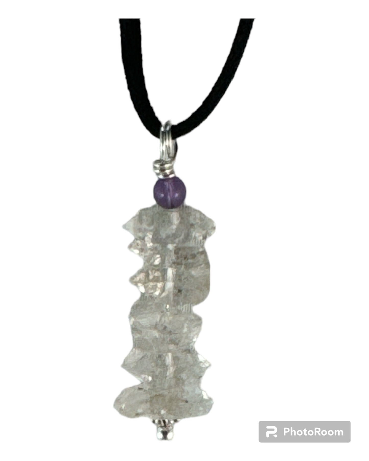 Herkimer Diamond pendant (paired with Amethyst)