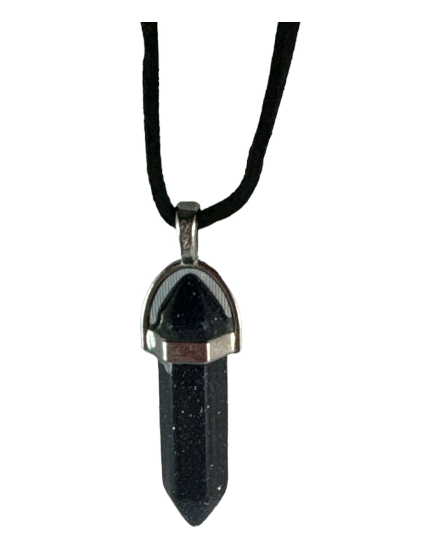 Blue Goldstone pendant (double terminated vertival drop)