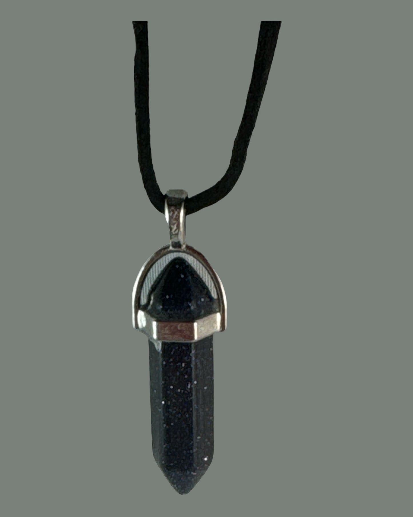Blue Goldstone pendant (double terminated vertival drop)