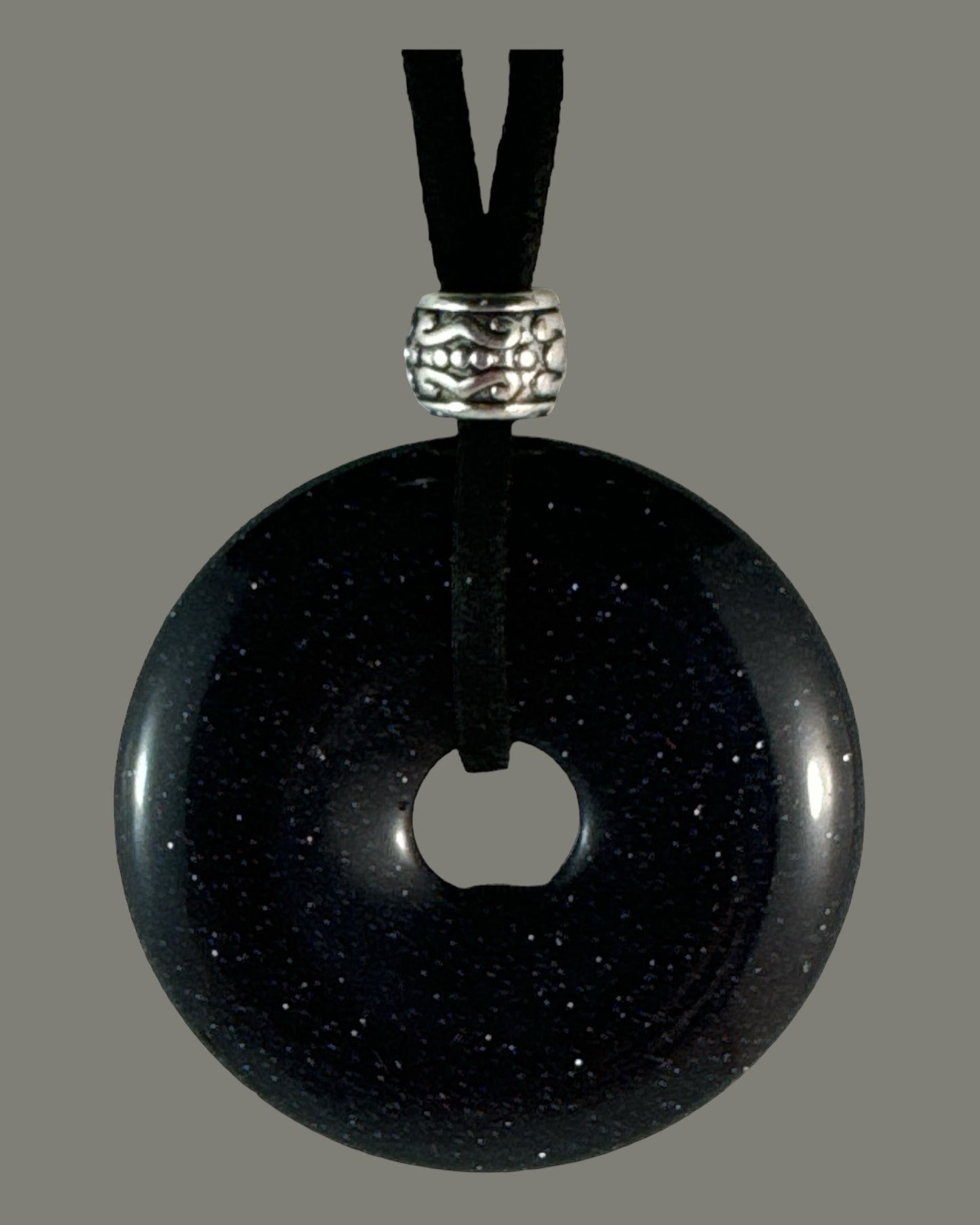 Blue Goldstone pendant (round doughnut)