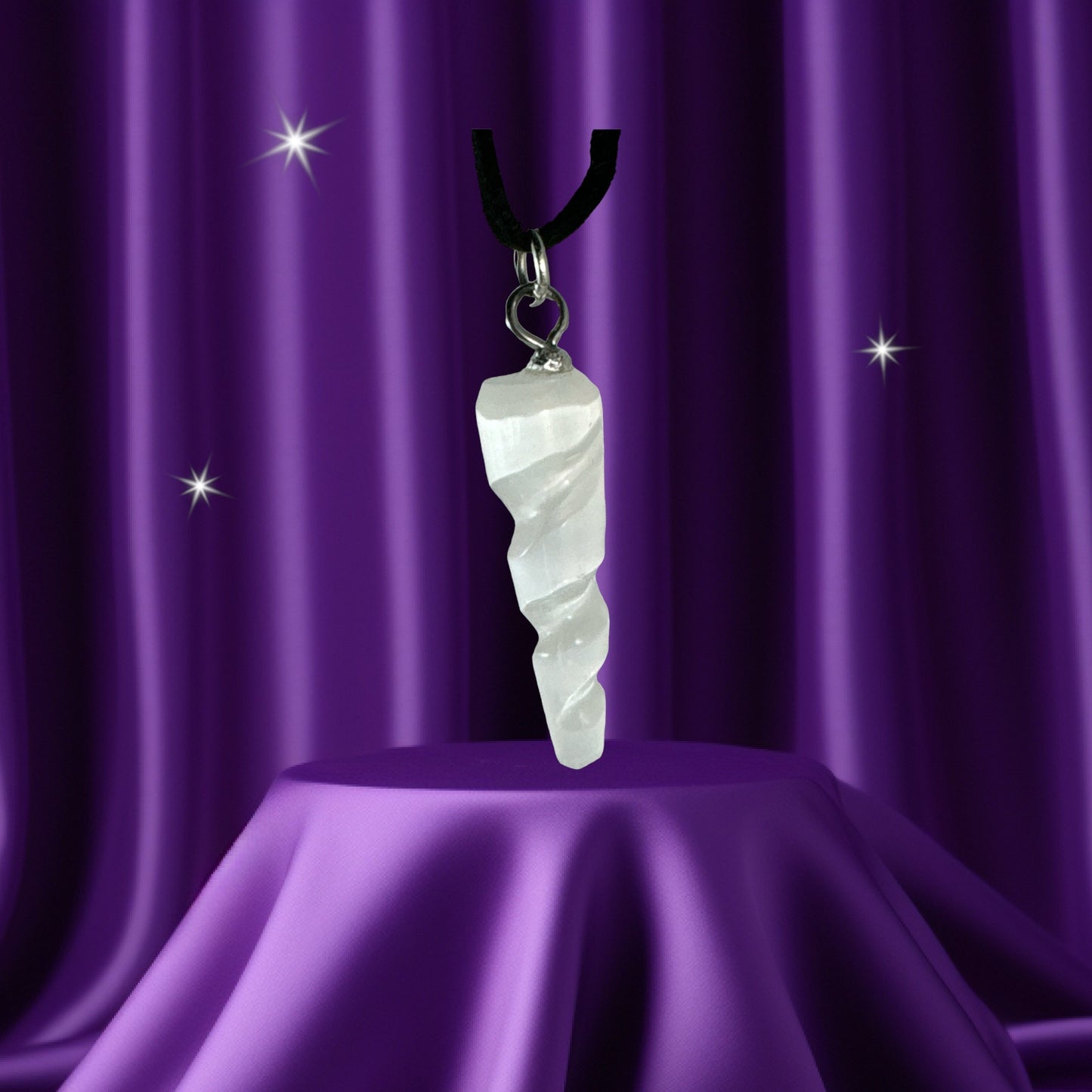 Selenite icicle pendant