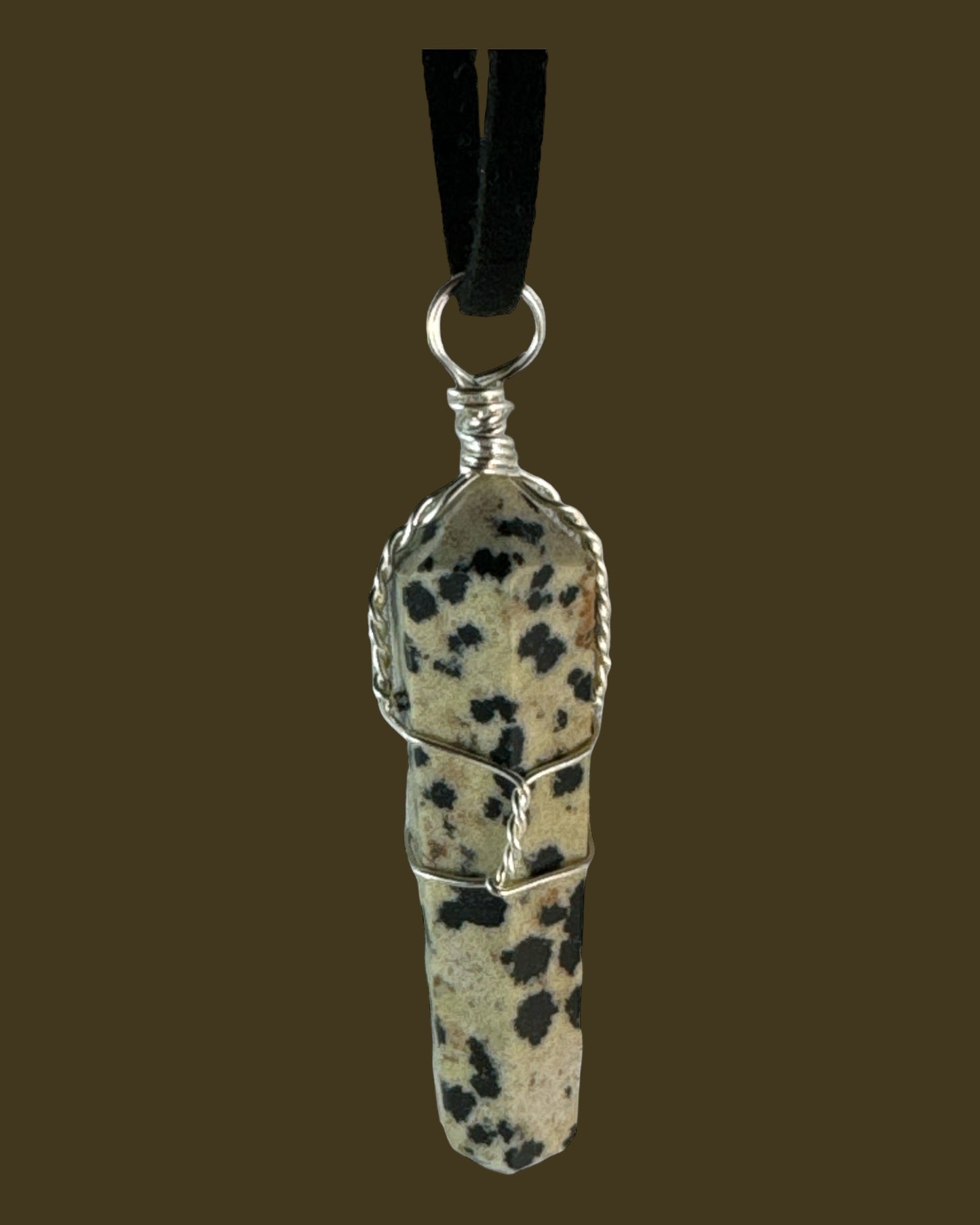 Dalmation Jasper Pendant (double terminated vertical drop point)