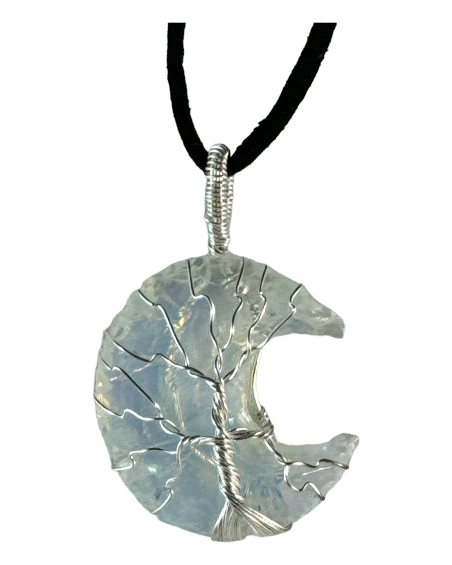 Clear Obsidian Moon Pendant