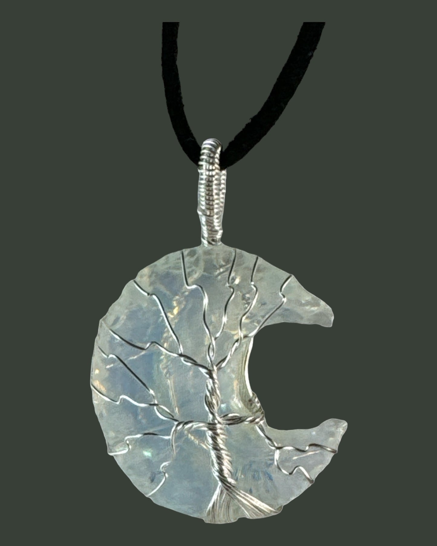 Clear Obsidian Moon Pendant