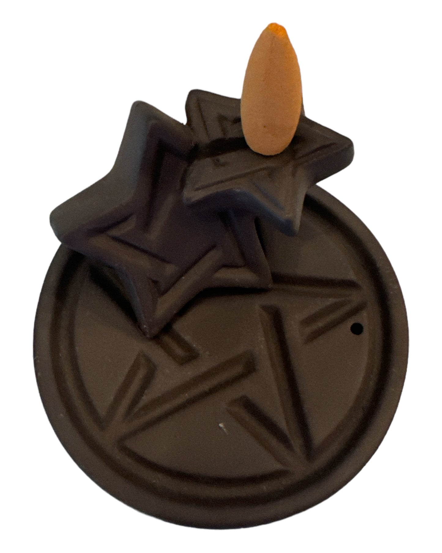 Triple Pentacle CERAMIC BACKFLOW INCENSE HOLDER -3.75″ X 2.5″H