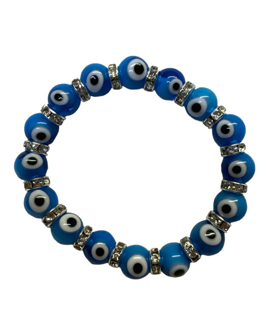 Light Blue Round Evil Eye Protection Bracelet
