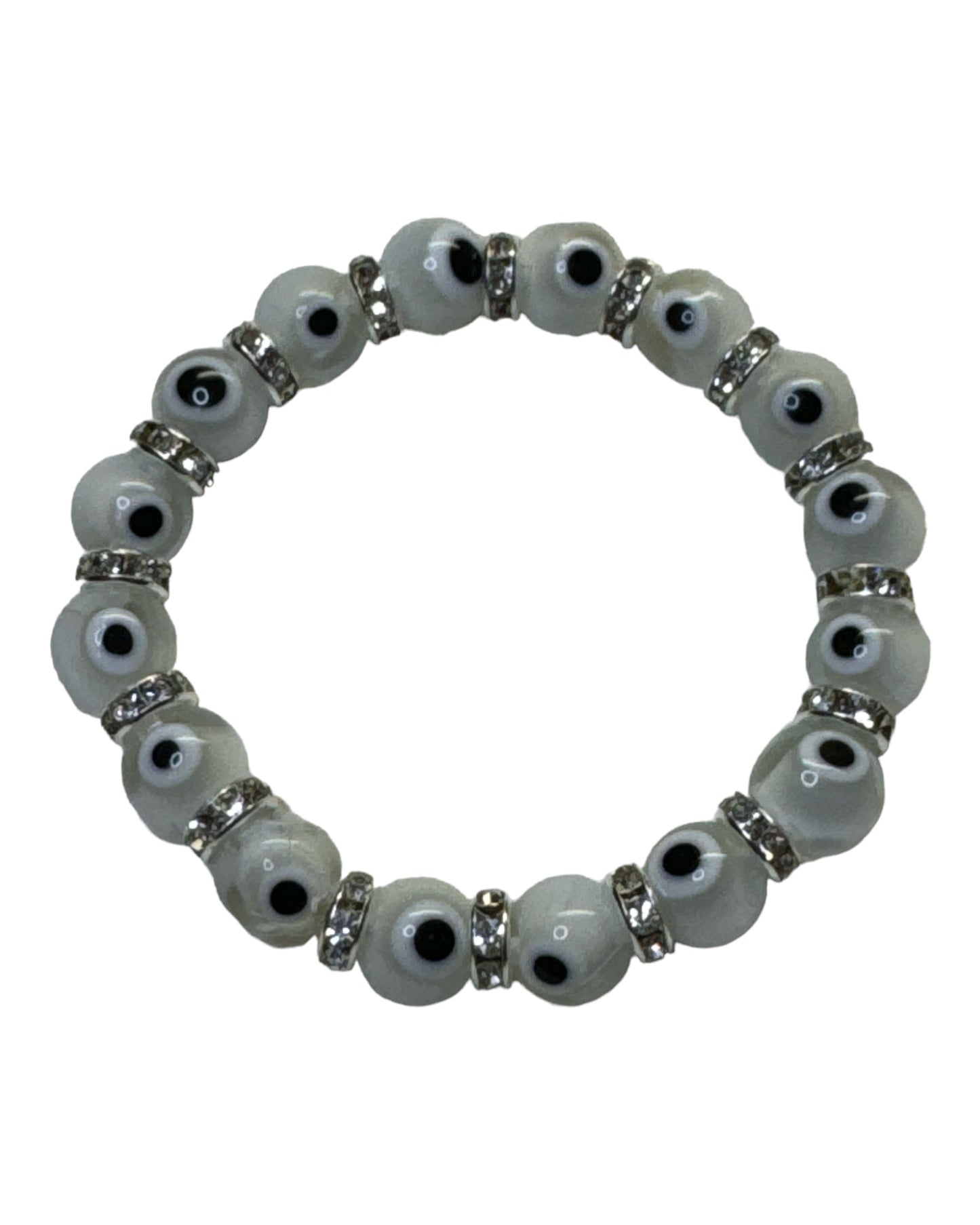 White Round Evil Eye Protection Bracelet