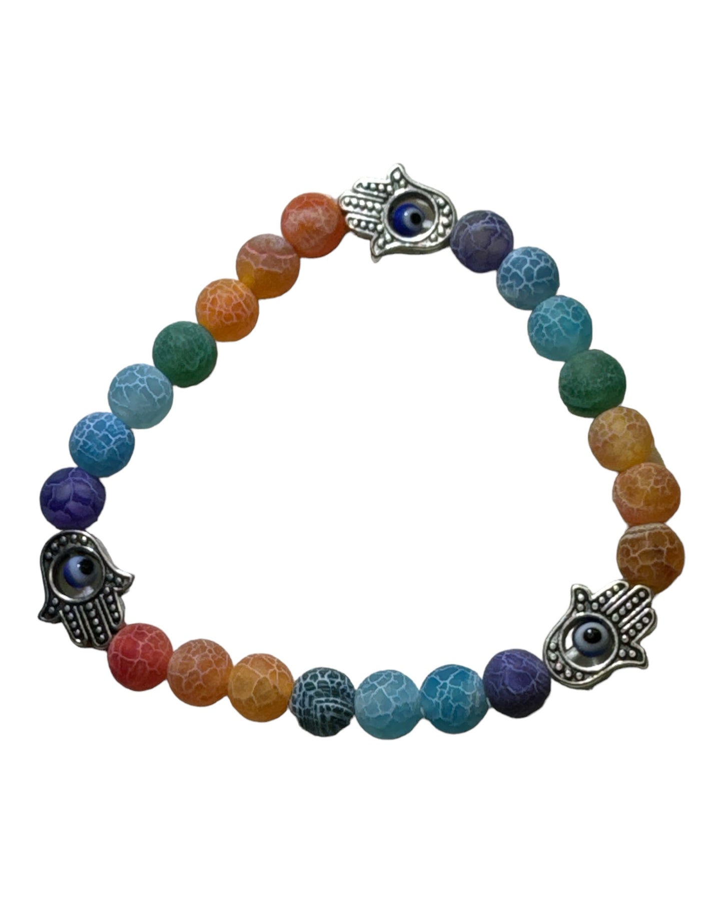 Agate Chakra Evil Eye/ Hand of Fatima Protection Bracelet