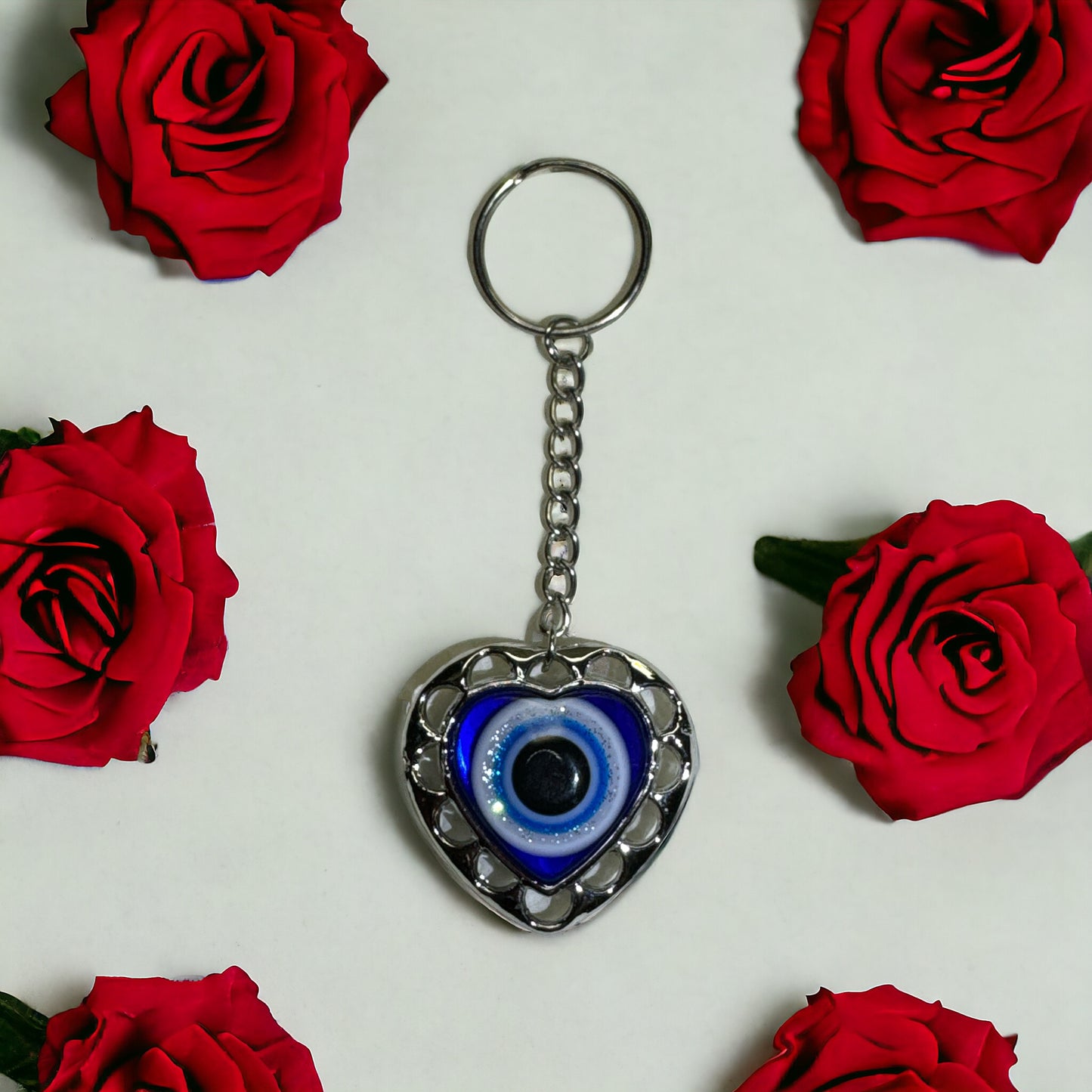 Heart Shaped Keychain Evil Eye Protection