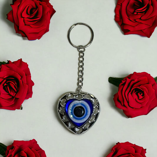 Heart Shaped Keychain Evil Eye Protection