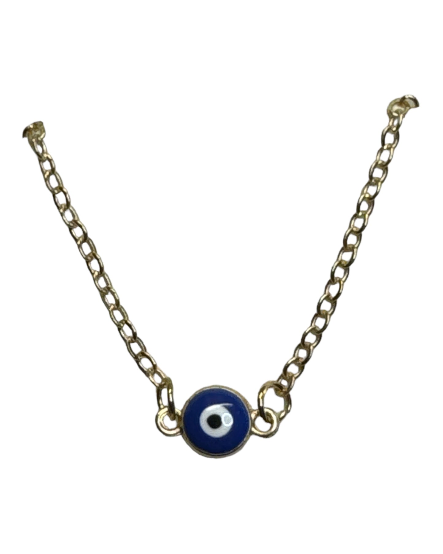 NECKLACE-EVIL EYE PROTECTION-MINI EVIL EYE GOLD- coloured 0.25″