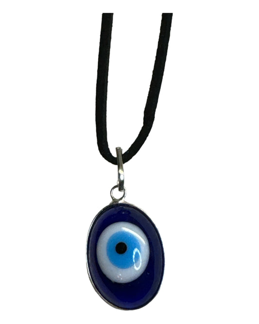 Oval Evil Eye Protection Pendant on Suede Cord