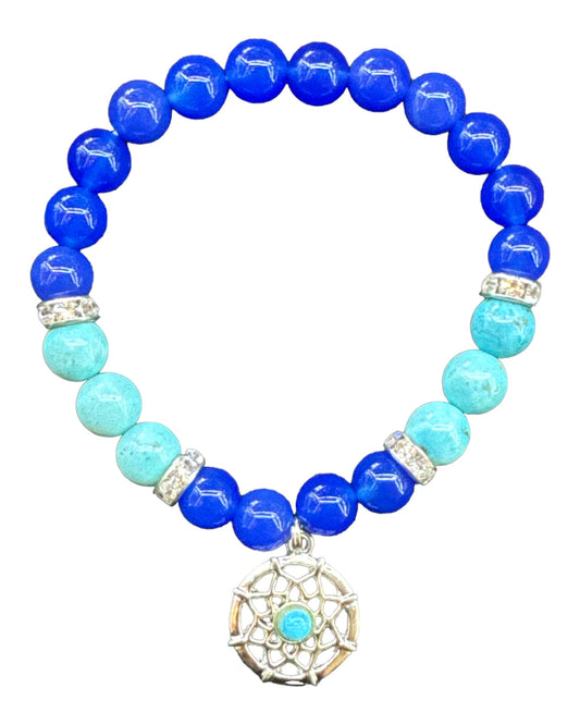 8mm round Blue Onyx & Turquoise bracelet