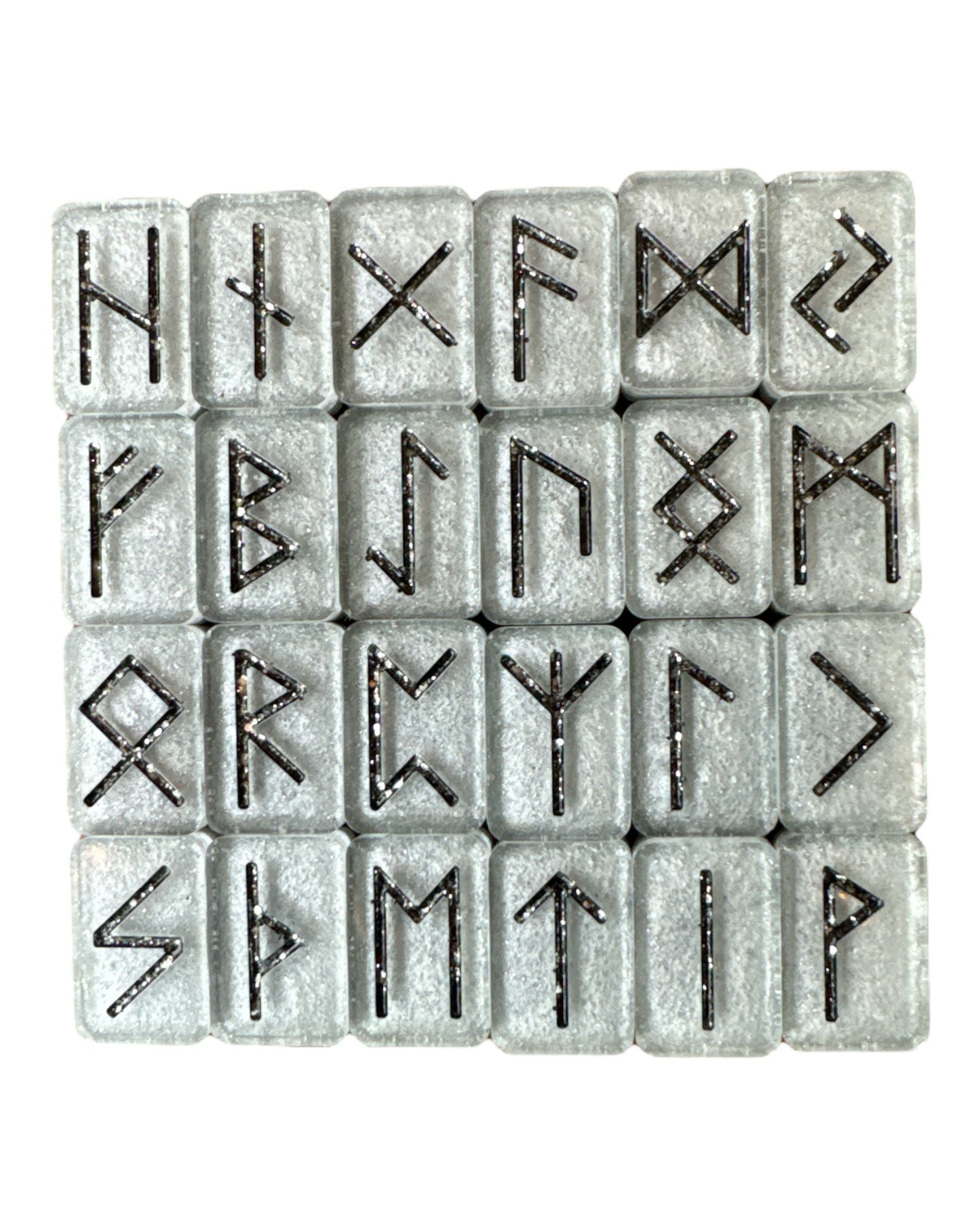 Elder Futhark or Celtic Runes (Blingy Black on Silver)