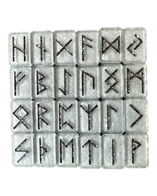 Elder Futhark or Celtic Runes (Blingy Black on Silver)