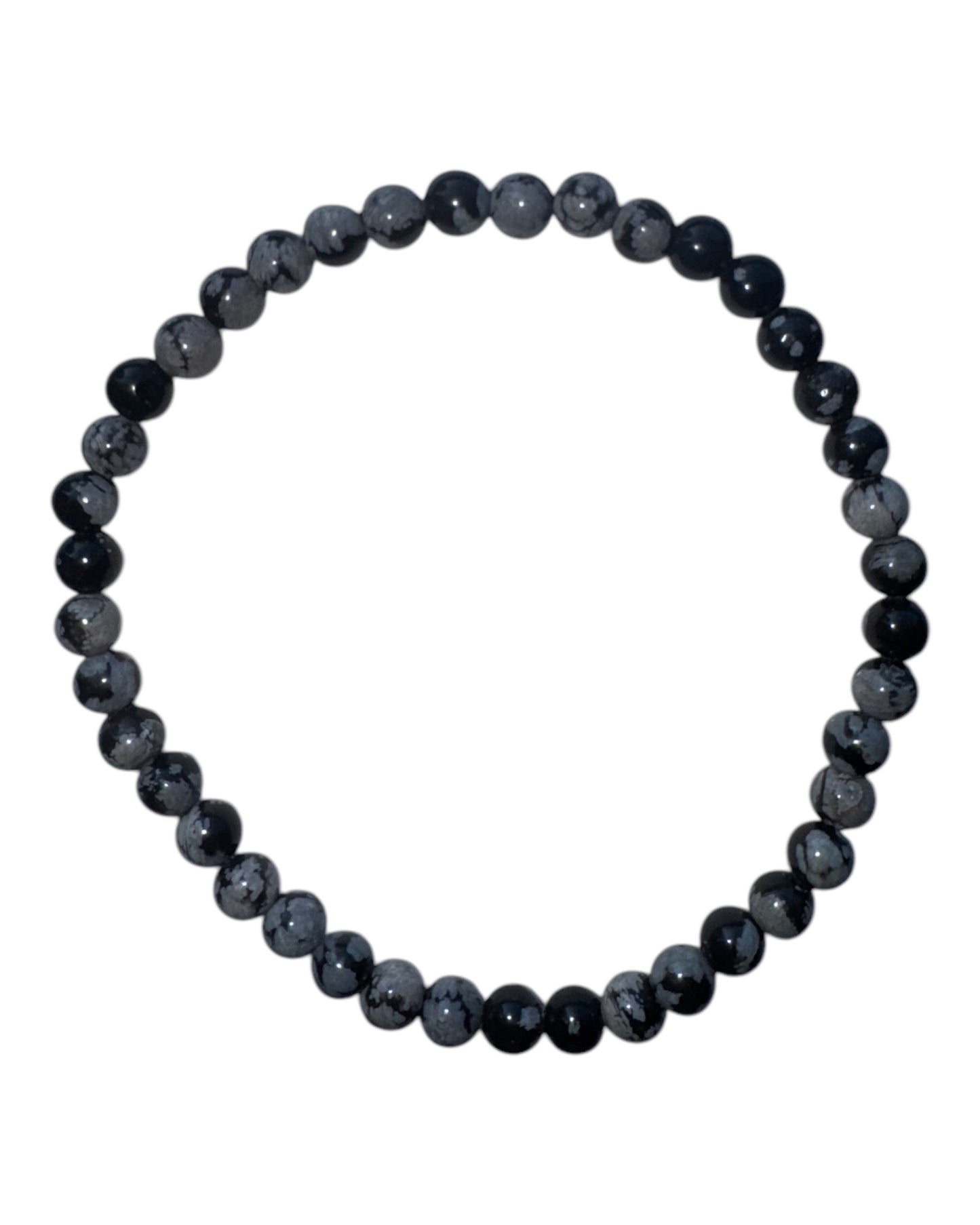 4mm round Snowflake Obsidian bracelet