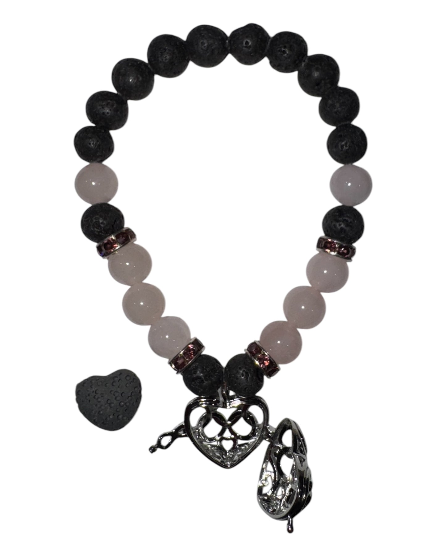 8mm round Lava & Rose Quartz bracelet