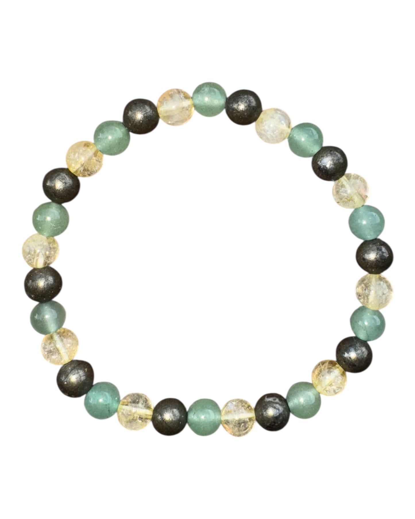 6mm round Green Aventurine/ Citrine/ Pyrite bracelet