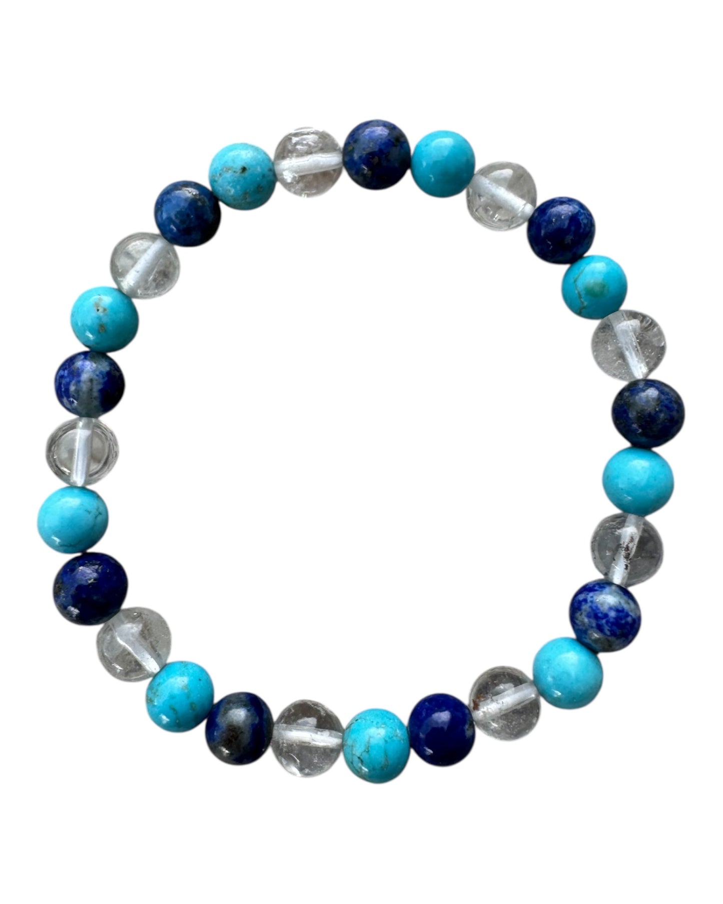 6mm round Blue Turquoise/ Clear Quartz/ Lapis Lazuli bracelet