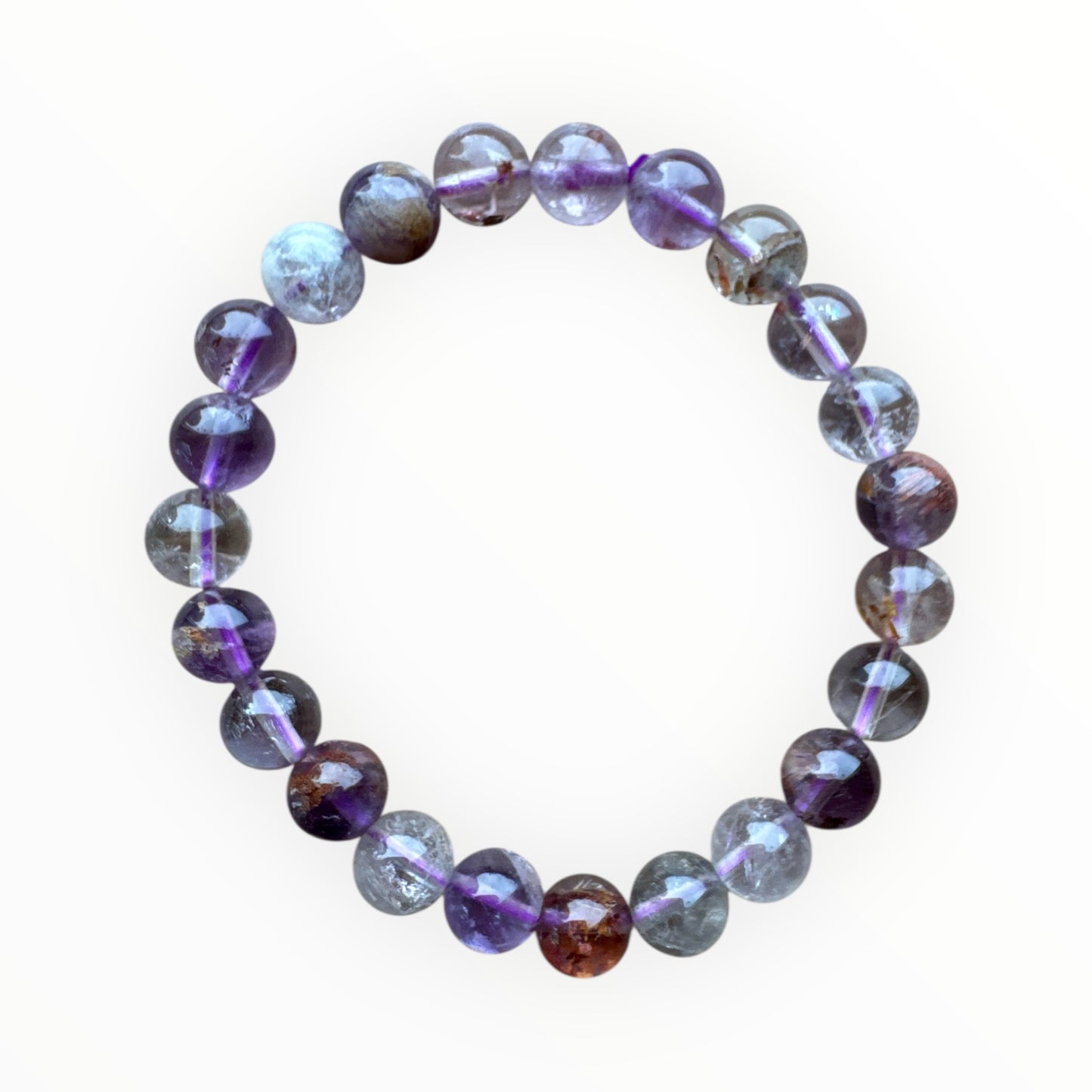 8mm round Purple Phantom Quartz