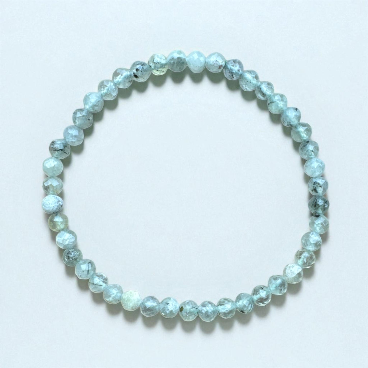 4mm round faceted Prehnite bracelet
