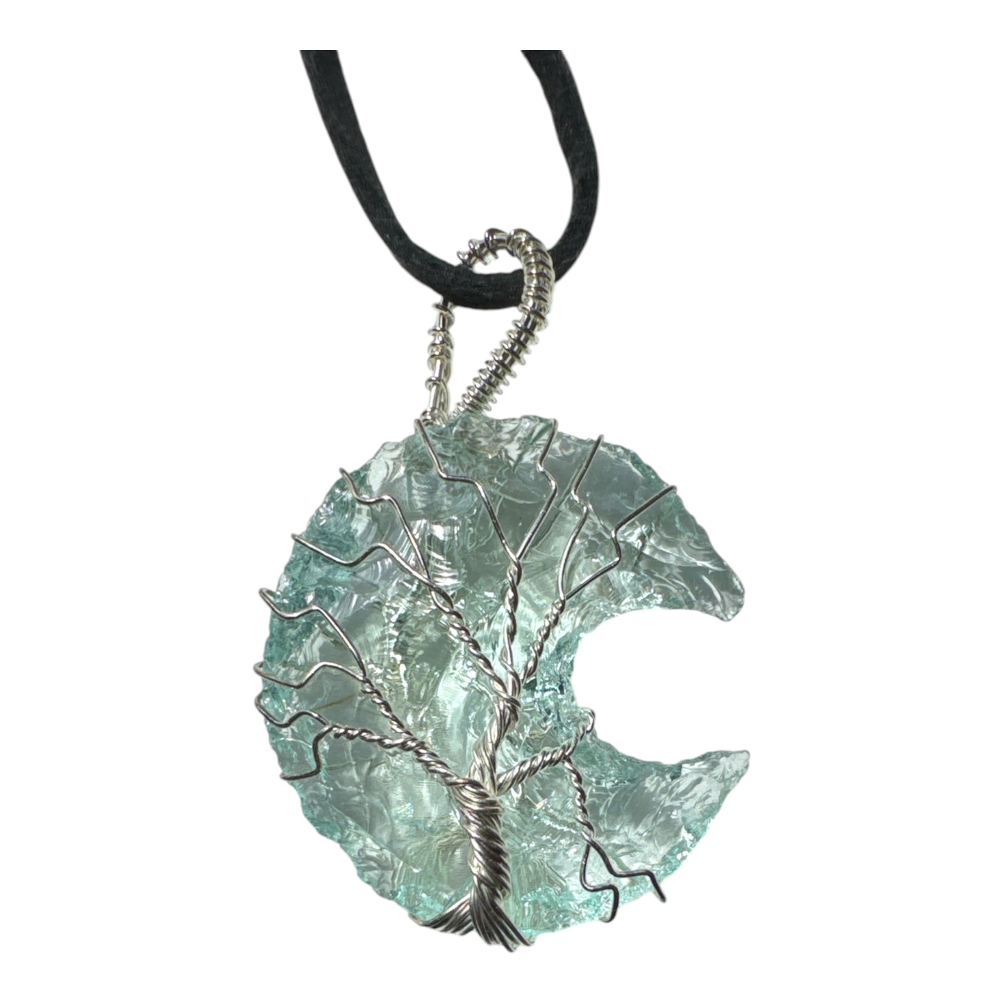 Clear Obsidian Moon Pendant