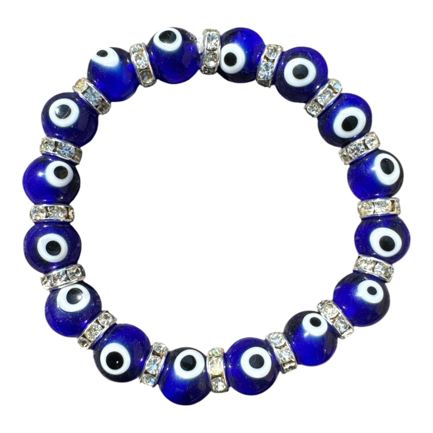 Round Cobalt Glass Beads Evil Eye Protection Bracelet
