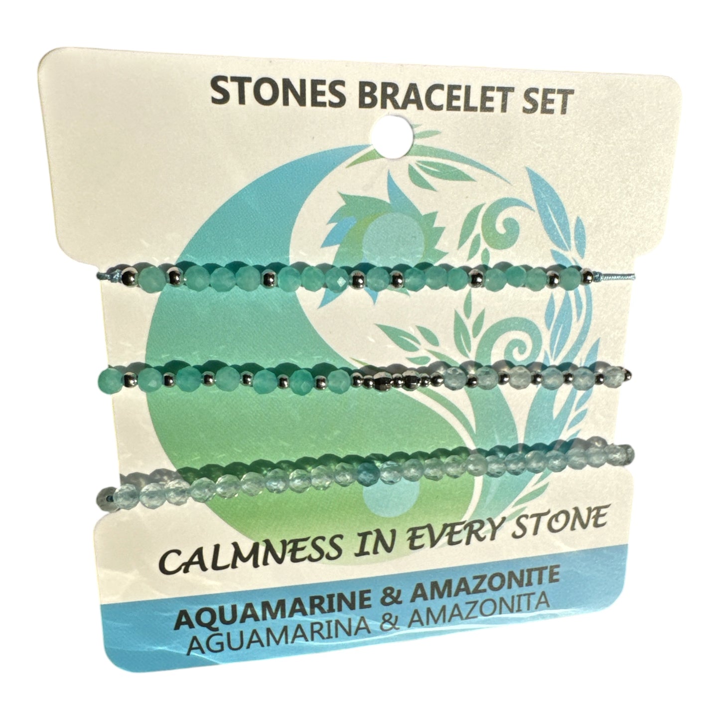 3mm round faceted Aquamarine & Amazonite crystal bracelet