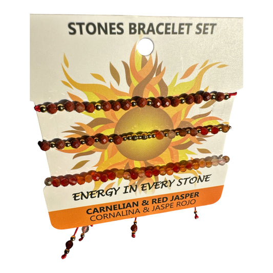 3mm round faceted Carnelian & Red Jasper crystal bracelet