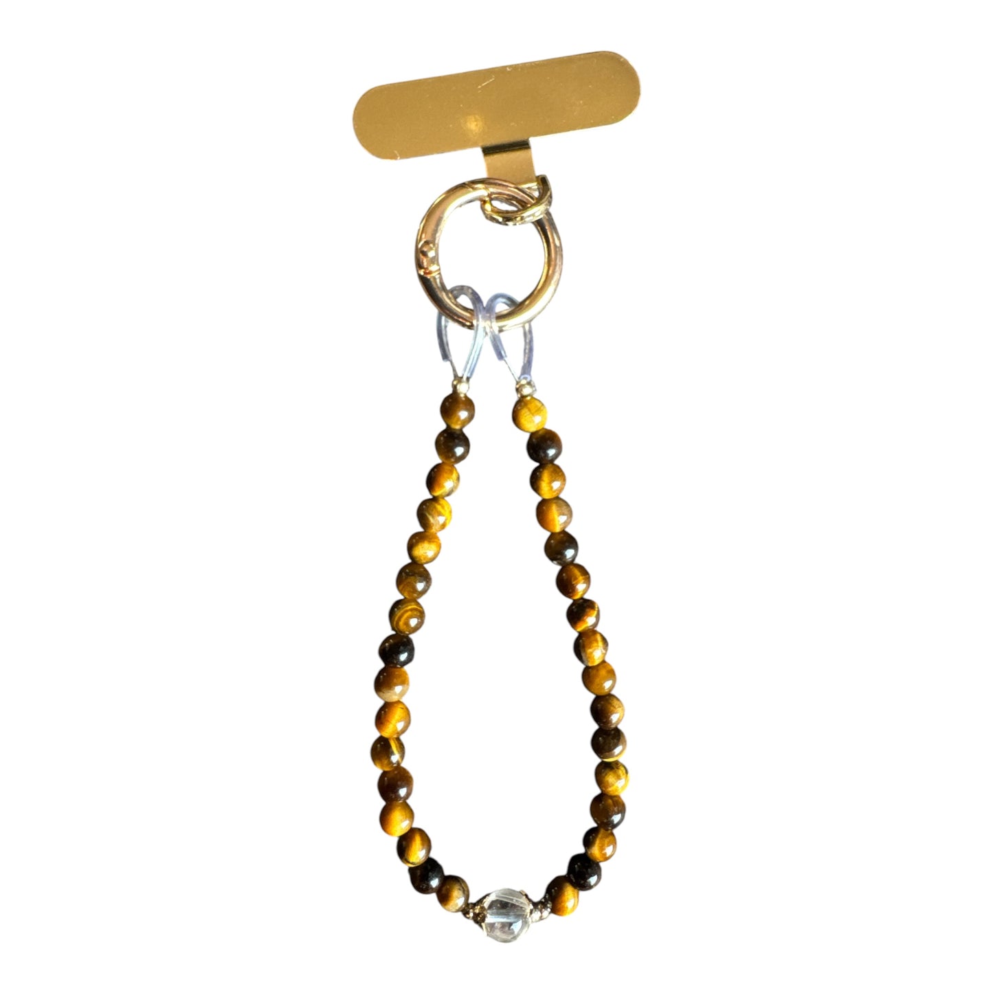 Anti-theft Cell Phone Wrist Strap- Gold Tiger's Eye