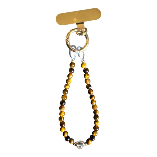 Anti-theft Cell Phone Wrist Strap- Gold Tiger's Eye