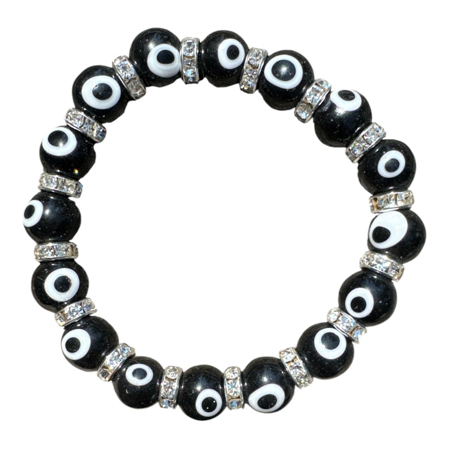 Round Black Glass Beads Evil Eye Protection Bracelet