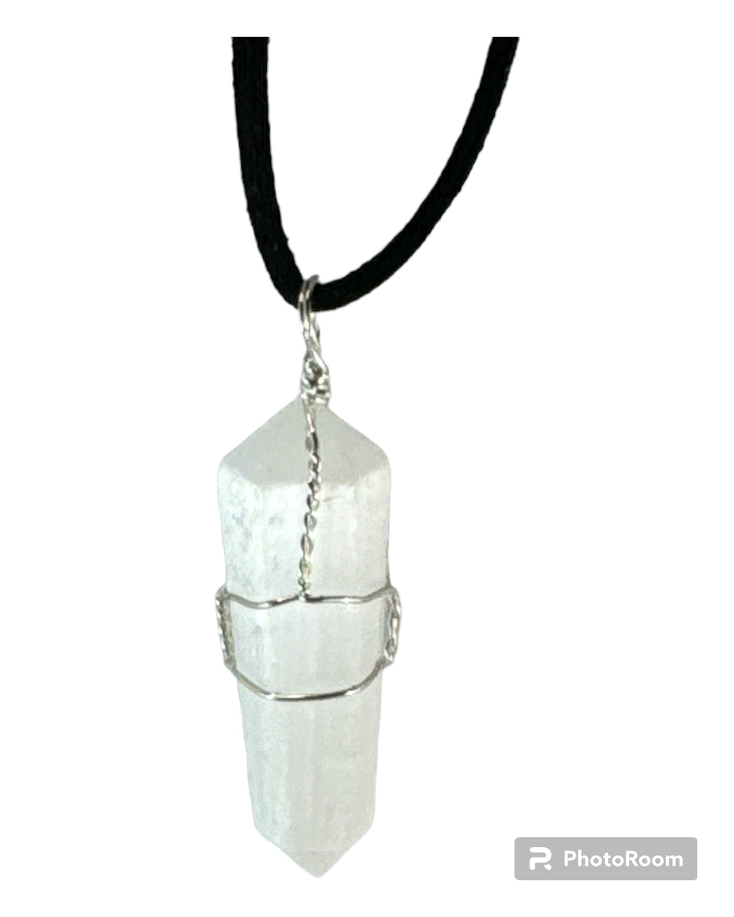 Selenite pendant (double terminated vertical point)