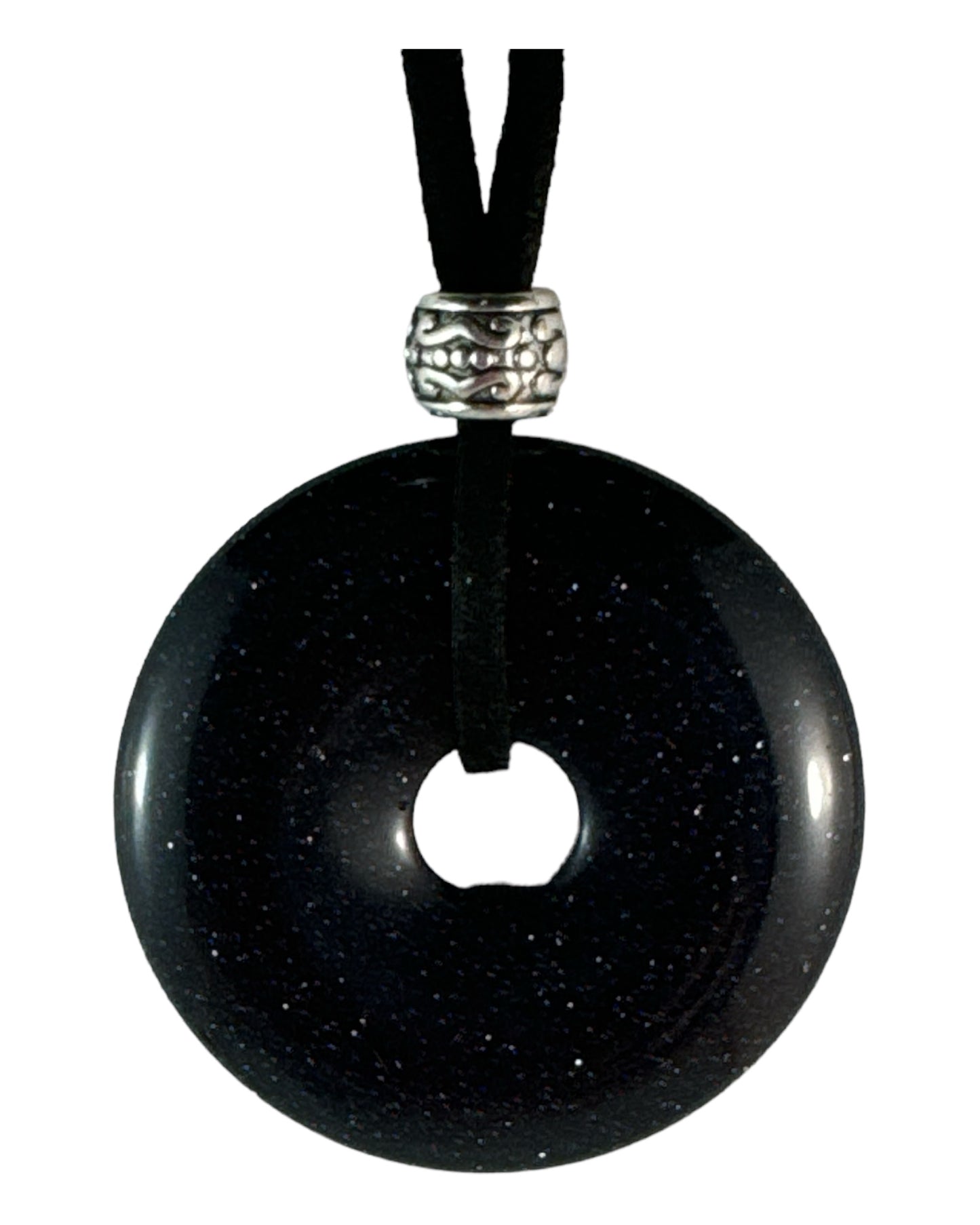 Blue Goldstone pendant (round doughnut)