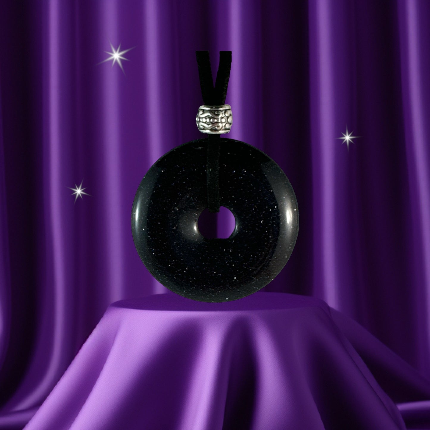 Blue Goldstone pendant (round doughnut)