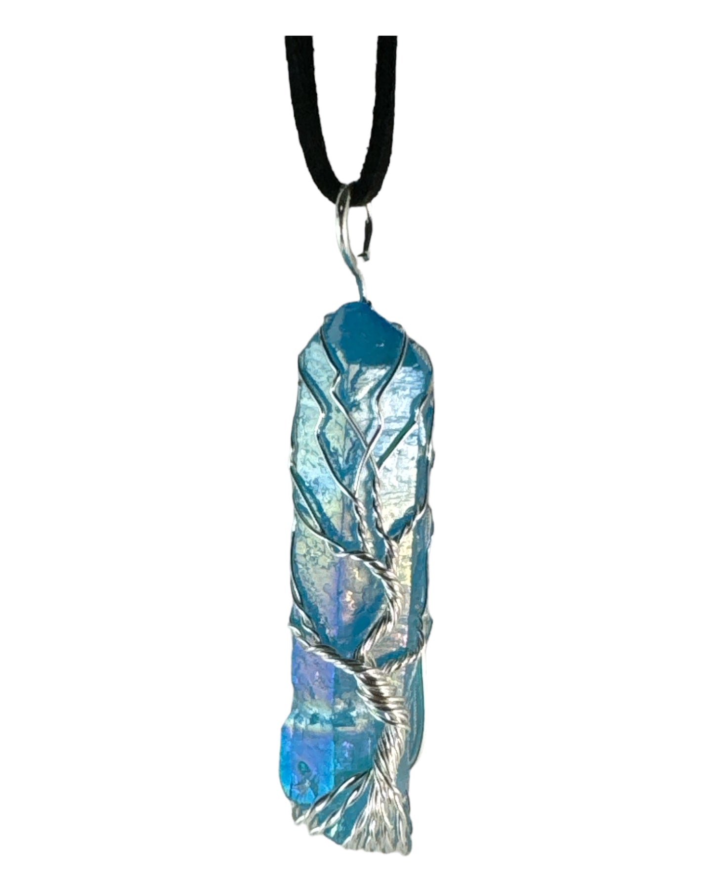 Aqua Aura Quartz pendant (Tree of Life)