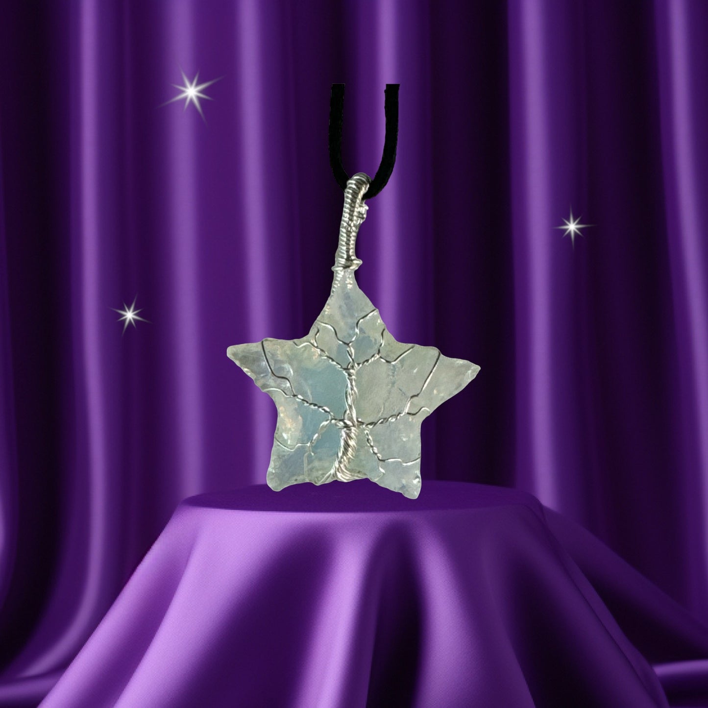 Clear Obsidian Star Pendant