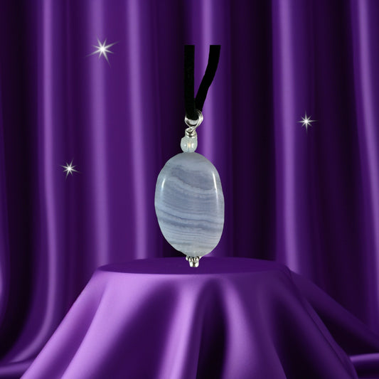 Blue-Lace Agate pendant (Oval)