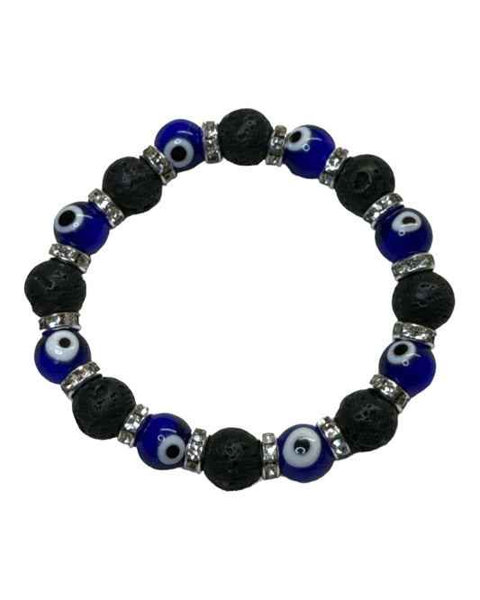 Lava/ Indigo Blue Round Evil Eye Protection Bracelet