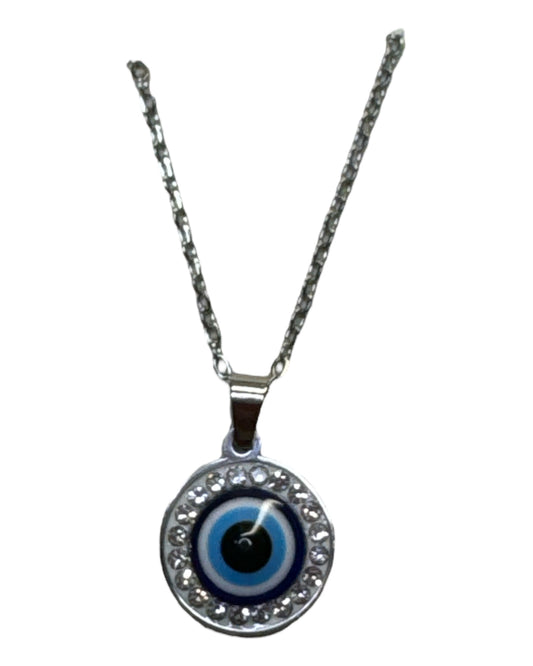 NECKLACE-EVIL EYE PROTECTION-EVIL EYE W/GEMS 5/8″