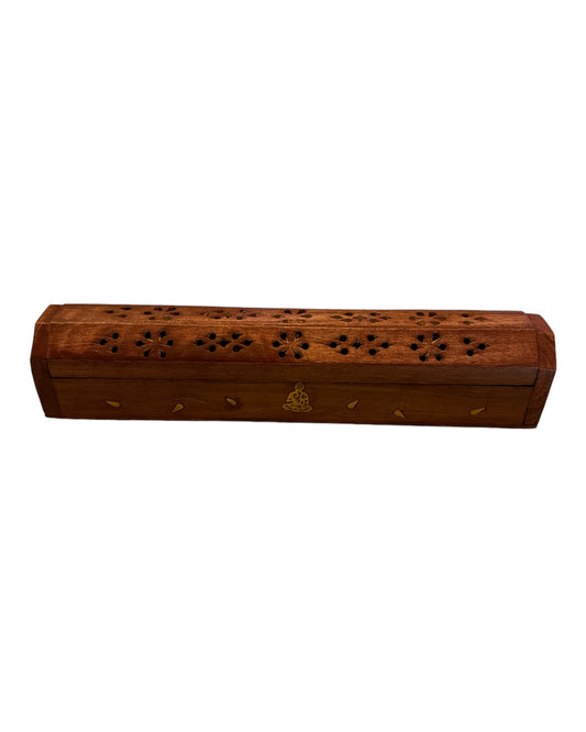 WOOD INCENSE STORAGE BOX/MOONS-12″