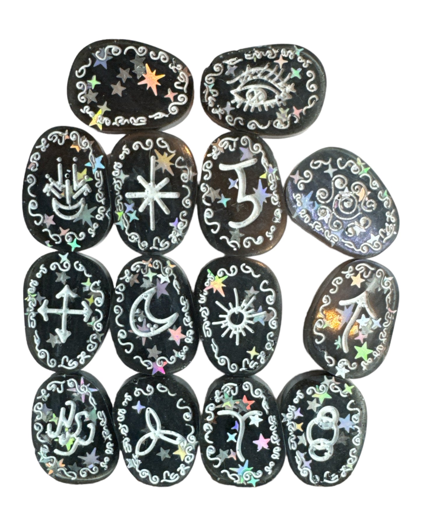 Witch Runes (White on Black/ Stars)
