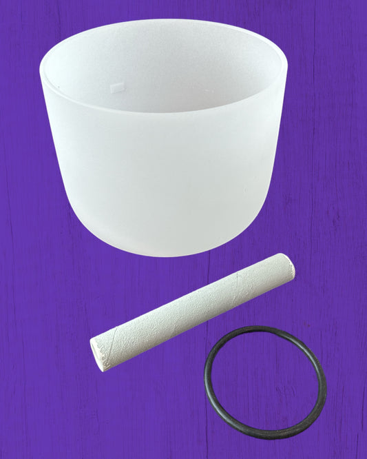 SINGING BOWL – CRYSTAL – FROSTED WHITE  8-9″