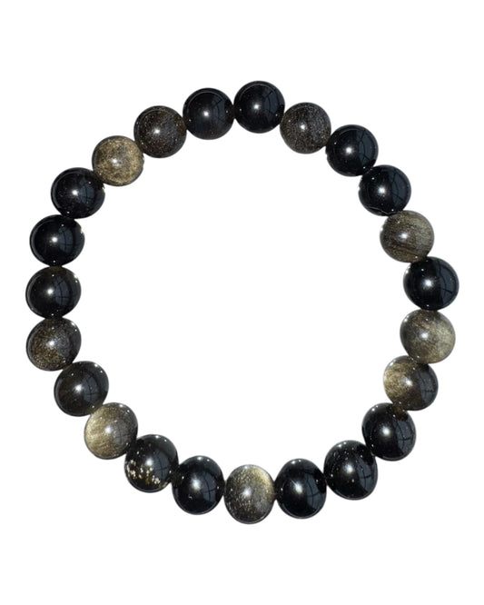 8mm round Goldsheen Obsidian bracelet