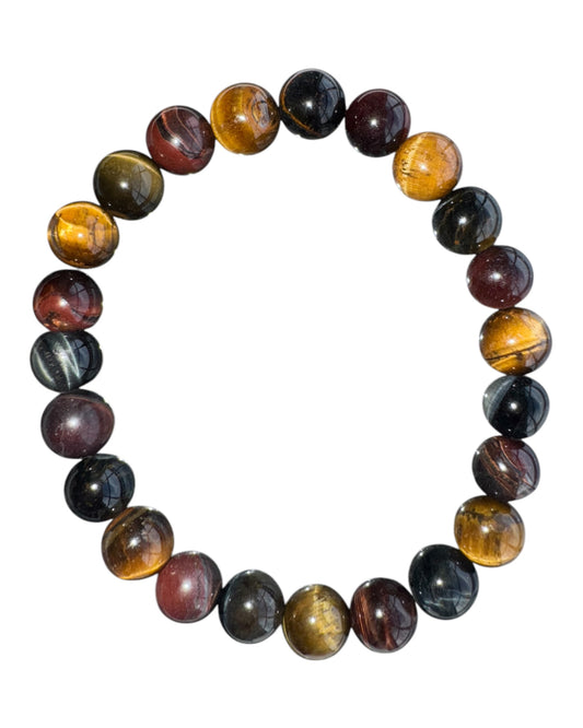 8mm round Tri-Color Tiger Eye (Gold/ Blue/Red Tiger Eye)