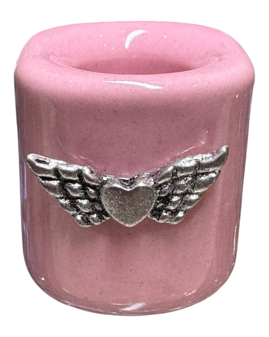 Pink with heart mini ritual candle holder